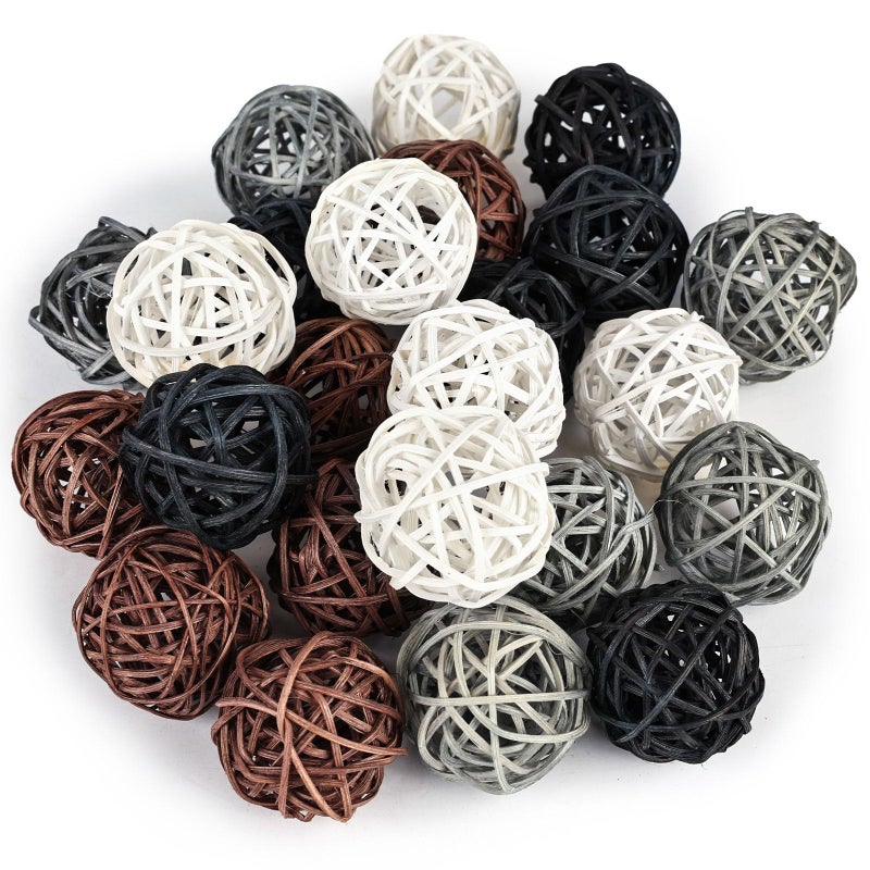 DomeStar 24PCS Brown Decorative Balls for Bowl Centerpiece  2 Inch Rattan Balls Bowl Fillers Decor - Wicker Twig Orbs Spheres  Wedding Home Vase Table Decor - Image 1